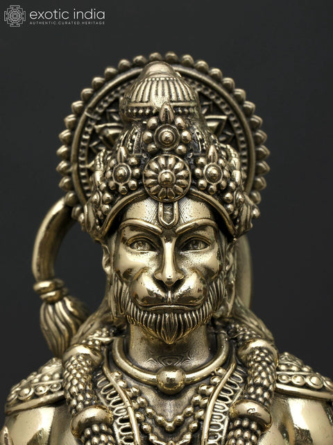 8" Superfine Standing Lord Hanuman in Blessing Gesture | Brass Statue