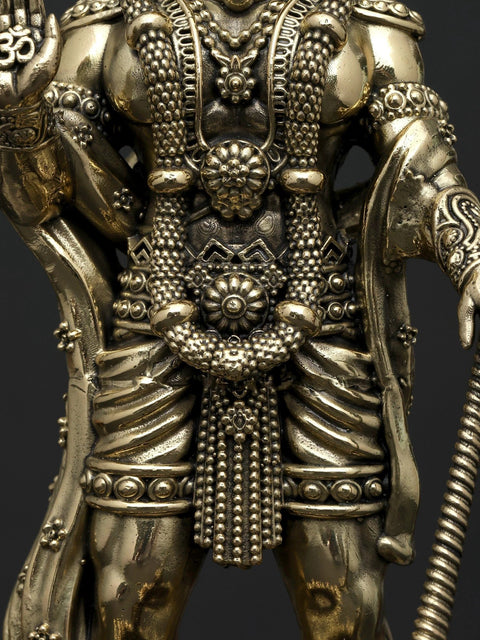 8" Superfine Standing Lord Hanuman in Blessing Gesture | Brass Statue