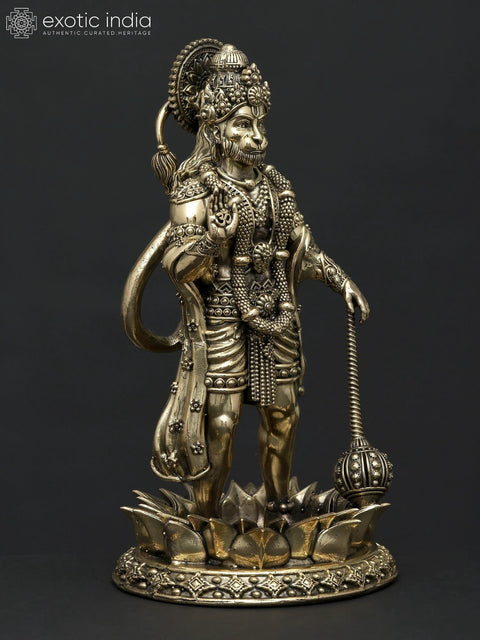 8" Superfine Standing Lord Hanuman in Blessing Gesture | Brass Statue