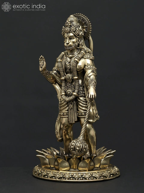 8" Superfine Standing Lord Hanuman in Blessing Gesture | Brass Statue