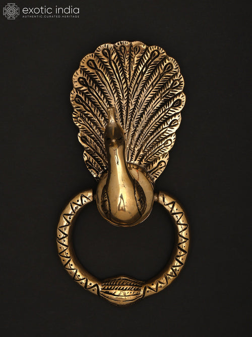 Handmade Brass Peacock Door Knocker Handle