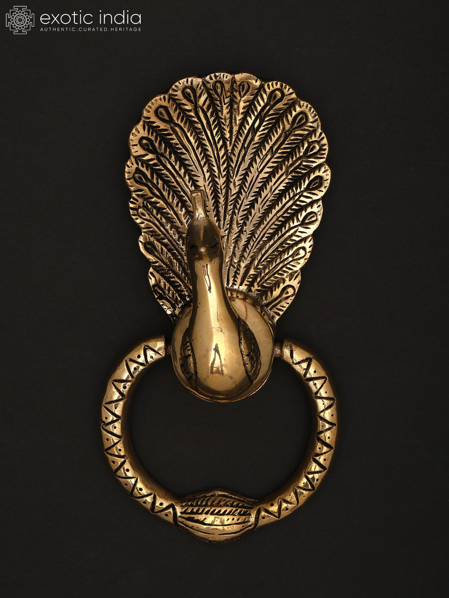 Handmade Brass Peacock Door Knocker Handle
