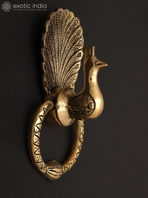 Brass Door Knocker of Peacock | Handmade Brass Door Handle