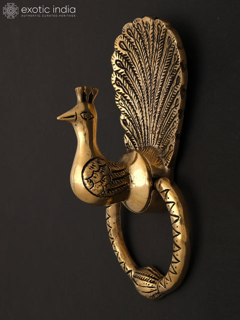 Brass Door Knocker of Peacock | Handmade Brass Door Handle