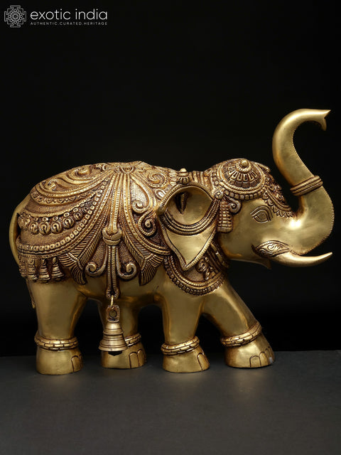15" Pair of Wall Hanging Elephants | Brass Statues | Home Decor
