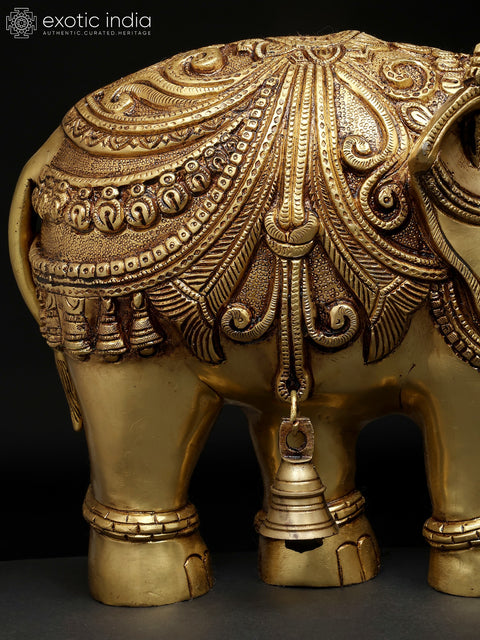 15" Pair of Wall Hanging Elephants | Brass Statues | Home Decor