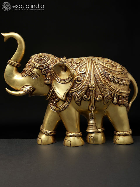 15" Pair of Wall Hanging Elephants | Brass Statues | Home Decor