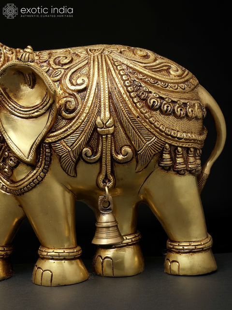 15" Pair of Wall Hanging Elephants | Brass Statues | Home Decor