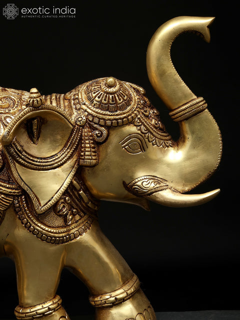 15" Pair of Wall Hanging Elephants | Brass Statues | Home Decor
