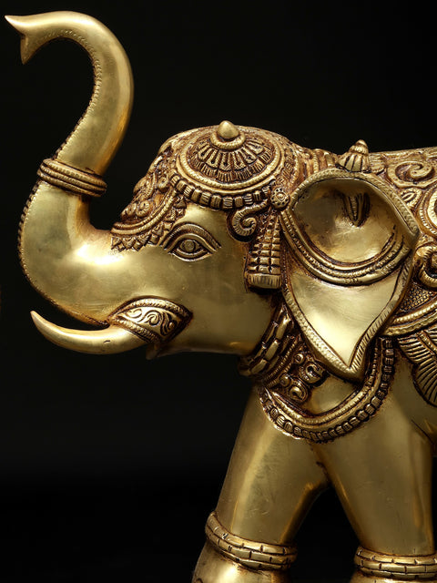 15" Pair of Wall Hanging Elephants | Brass Statues | Home Decor