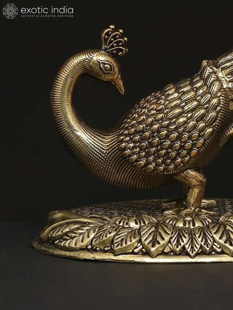 7" Superfine Brass Peacock Figurine | Table Decor