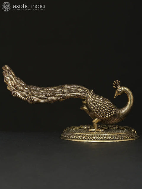 7" Superfine Brass Peacock Figurine | Table Decor