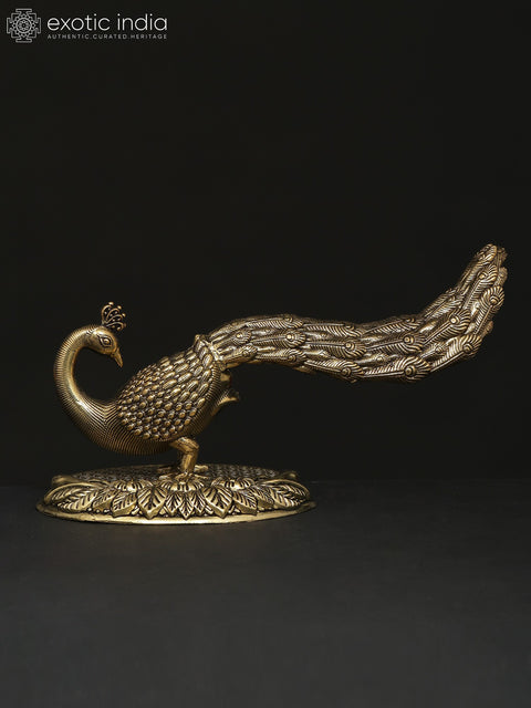 7" Superfine Brass Peacock Figurine | Table Decor