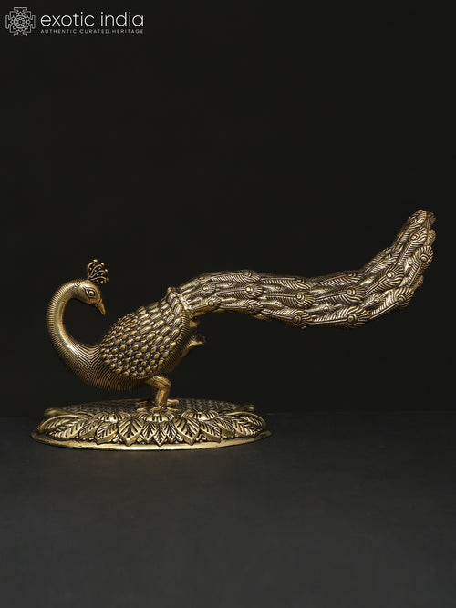 7" Handmade Brass Peacock Figurine for Home Decor