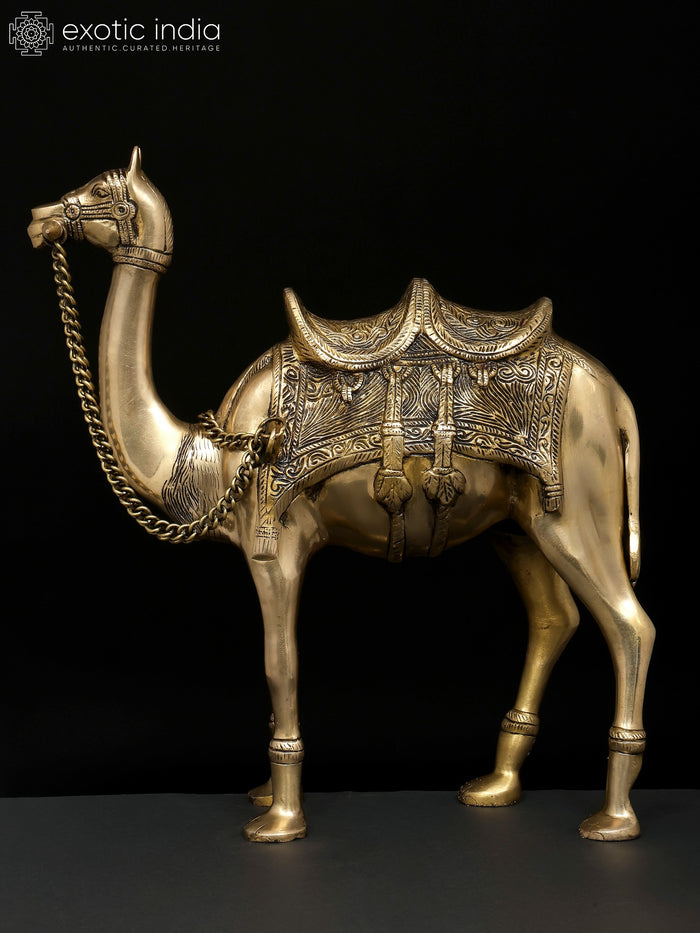 17" Brass Camel Statue for Home Decor