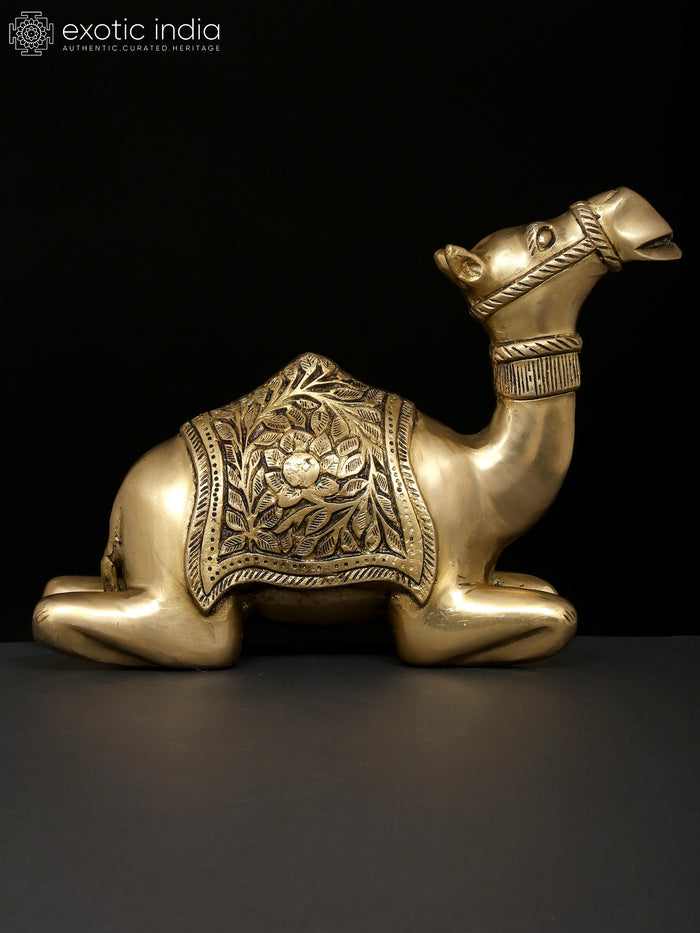 13" Sitting Camel Brass Statue for Home Decor