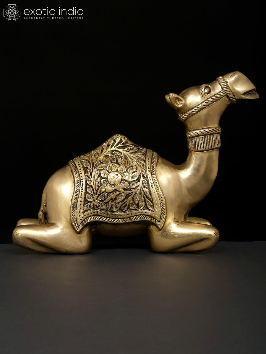 13" Sitting Camel Brass Statue for Home Decor