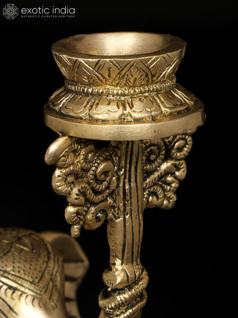 9" Brass Elephant with Candle Holder | Table Decor