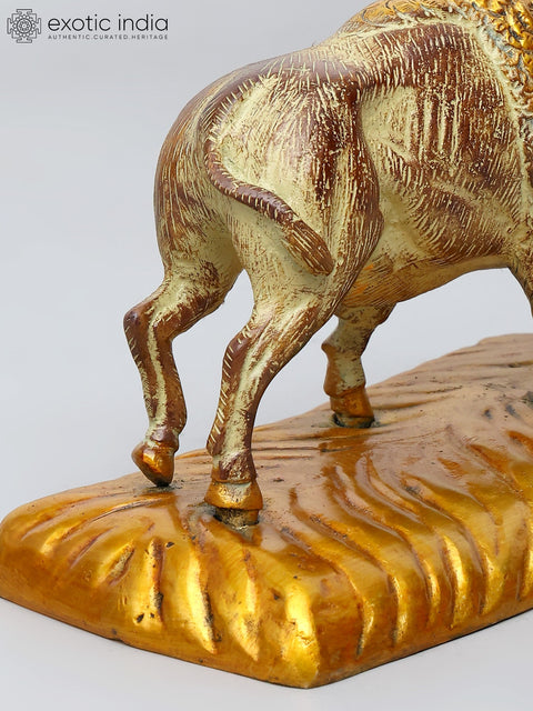 8" Bison Figurine | Brass Statue | Table Decor
