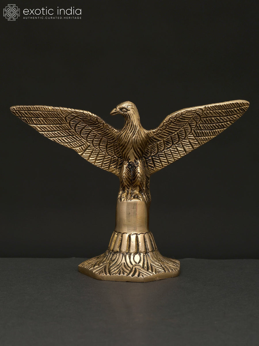 6" Brass Eagle Statue with Open Wings for Home Decor