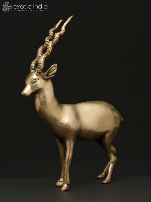 11" Brass Antelope Decorative Statue for Home Decor