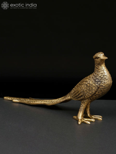 15" Pheasant Bird | Brass Statue | Home Decor