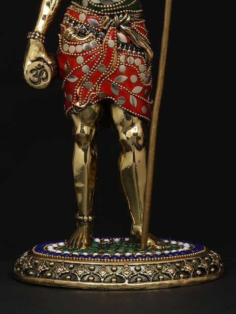 12" Superfine Standing Lord Shiva | Brass Statue with Inlay Work
