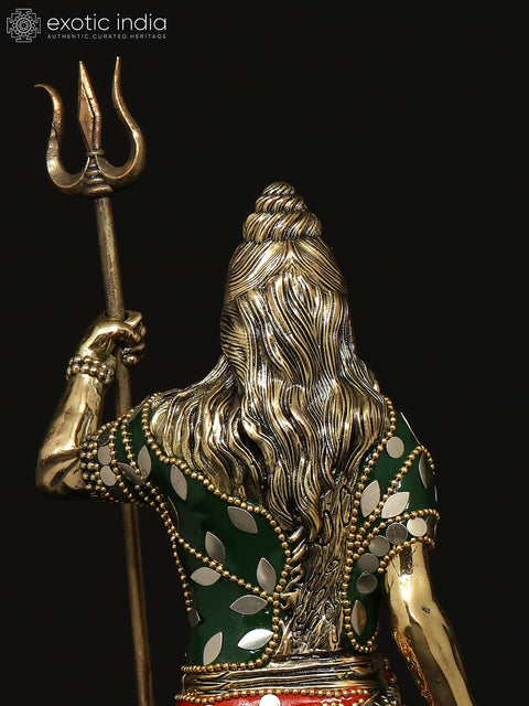 12" Superfine Standing Lord Shiva | Brass Statue with Inlay Work