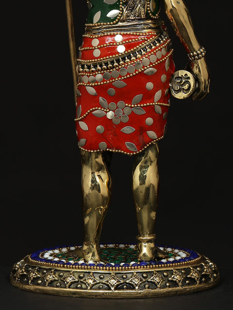 12" Superfine Standing Lord Shiva | Brass Statue with Inlay Work