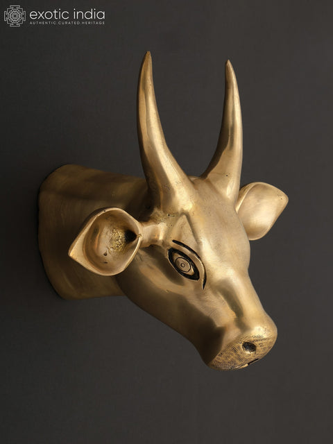 9" Brass Wall Hanging Cow Head | Home Decor