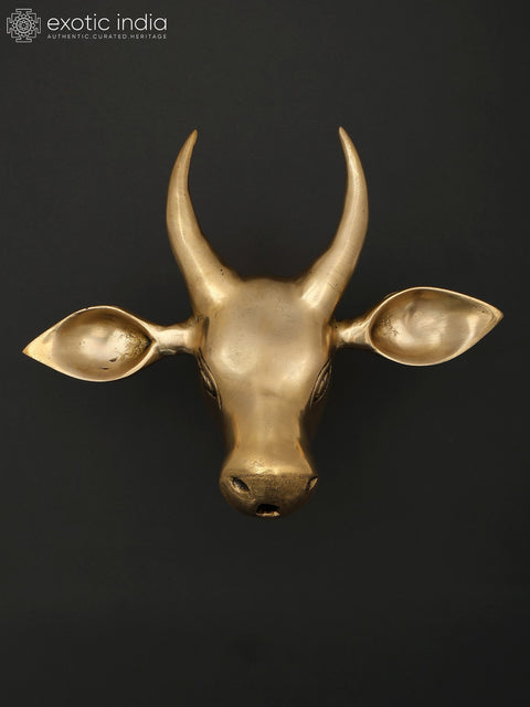 9" Brass Wall Hanging Cow Head | Home Decor