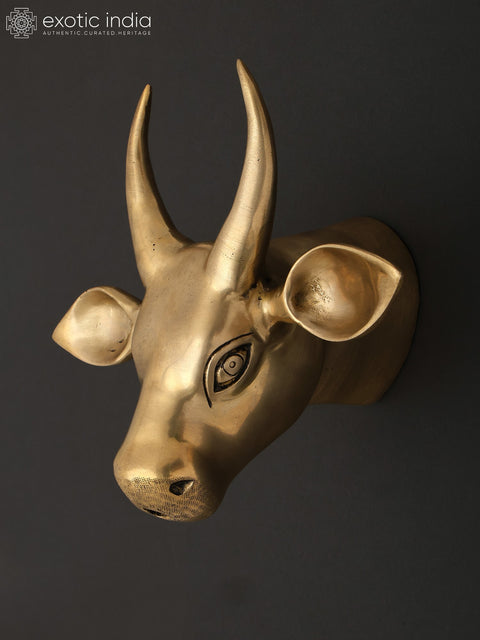 9" Brass Wall Hanging Cow Head | Home Decor