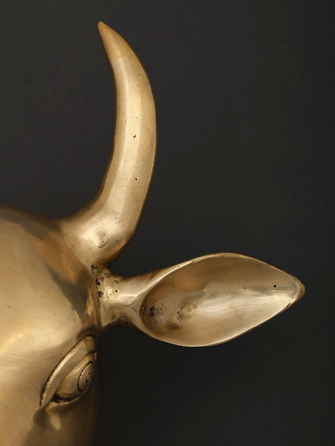 11" Wall Hanging Cow Head in Brass | Home Decor