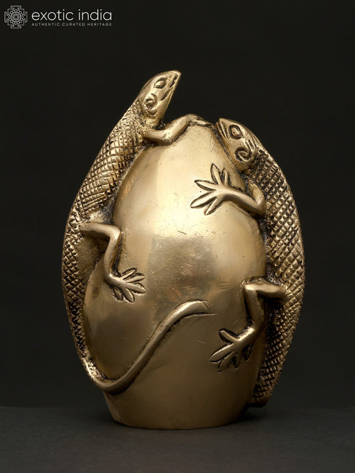 5" Decorative Brass Lizard Statue for Home Decor