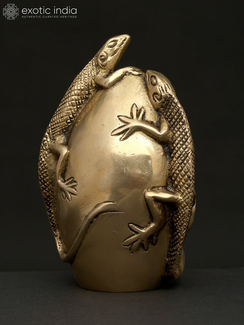 5" Small Decorative Lizards Showpiece | Table Decor | Brass Statue