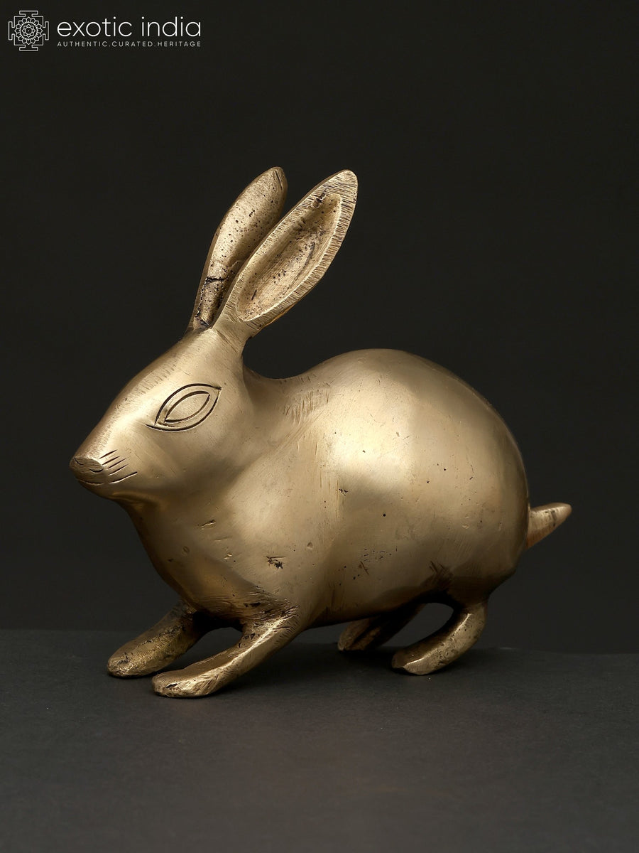 6" Brass Rabbit Figurine for Home Decor