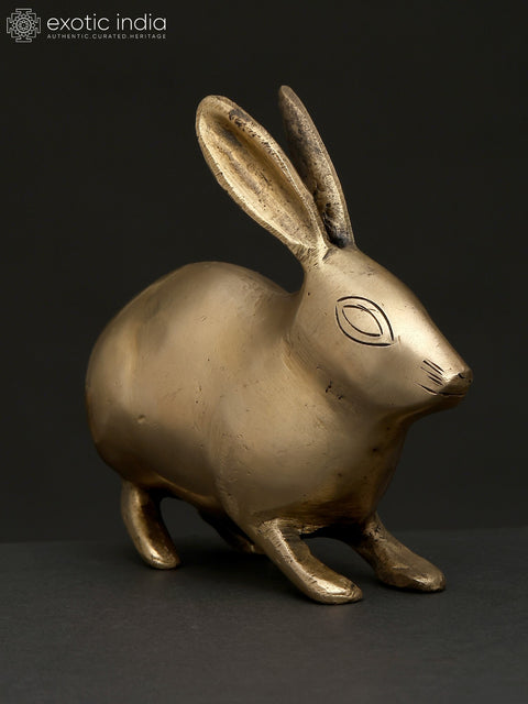 6" Small Decorative Rabbit Figurine | Brass Statue | Table Decor