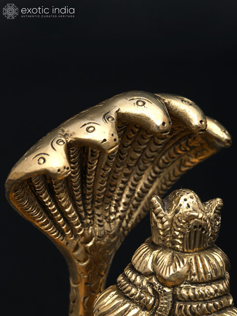 5" Small Nandimukh Shivalingam with 3 Shiva Faces | Brass Statue