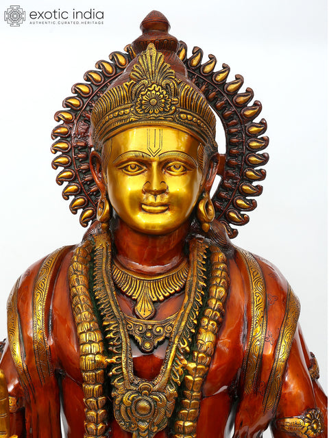 72" Huge Four Armed Standing Lord Vishnu (Narayan) | Brass Statue