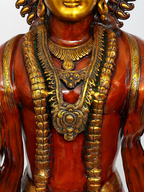 72" Huge Four Armed Standing Lord Vishnu (Narayan) | Brass Statue