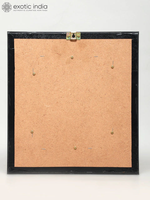 14" Wood Framed Goddess Durga Statue in Brass | Wall Hanging