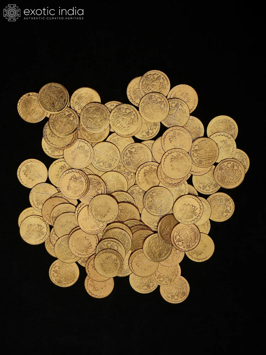108 Goddess Lakshmi Brass Coins for Pooja Rituals