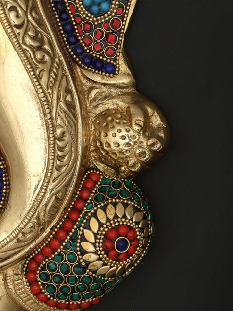 10" Lord Ganesha | Wall Hanging Brass Statue with Inlay Work
