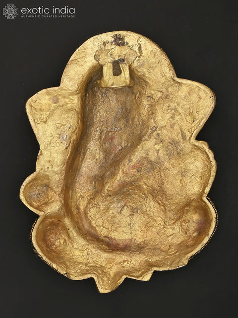10" Lord Ganesha | Wall Hanging Brass Statue with Inlay Work