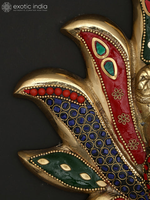 10" Bhagawan Ganesha on Lotus | Wall Hanging | Brass Statue with Inlay Work