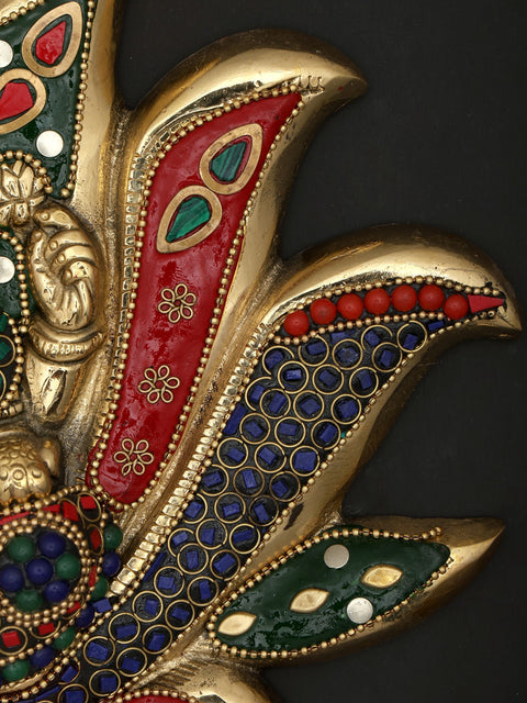 10" Bhagawan Ganesha on Lotus | Wall Hanging | Brass Statue with Inlay Work