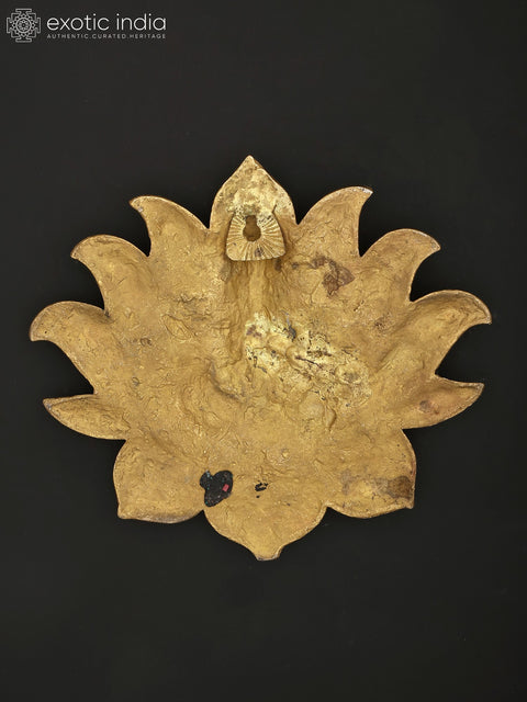 10" Bhagawan Ganesha on Lotus | Wall Hanging | Brass Statue with Inlay Work