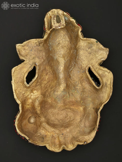 10" Pagadi Ganesha | Wall Hanging | Brass Statue with Inlay Work