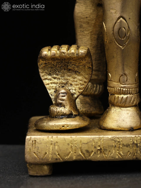 6" Small Standing Nandi (Vahana of Lord Shiva) with Shivalinga | Brass Statue