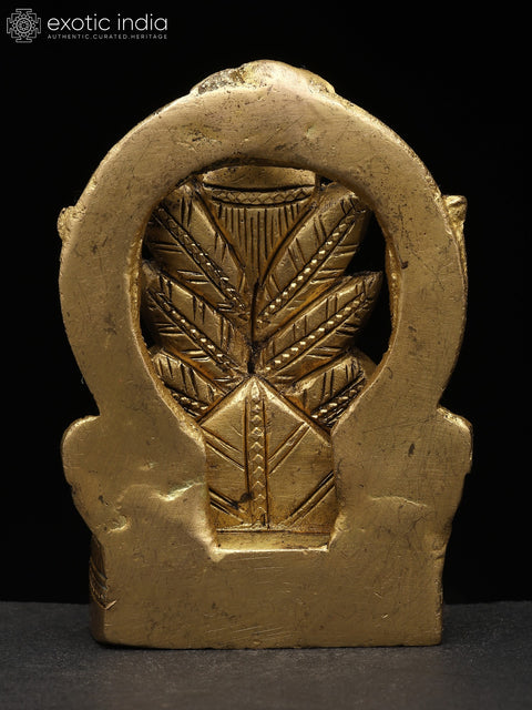 4" Small Leaves Ganesha on Kirtimukha Throne | Brass Statue